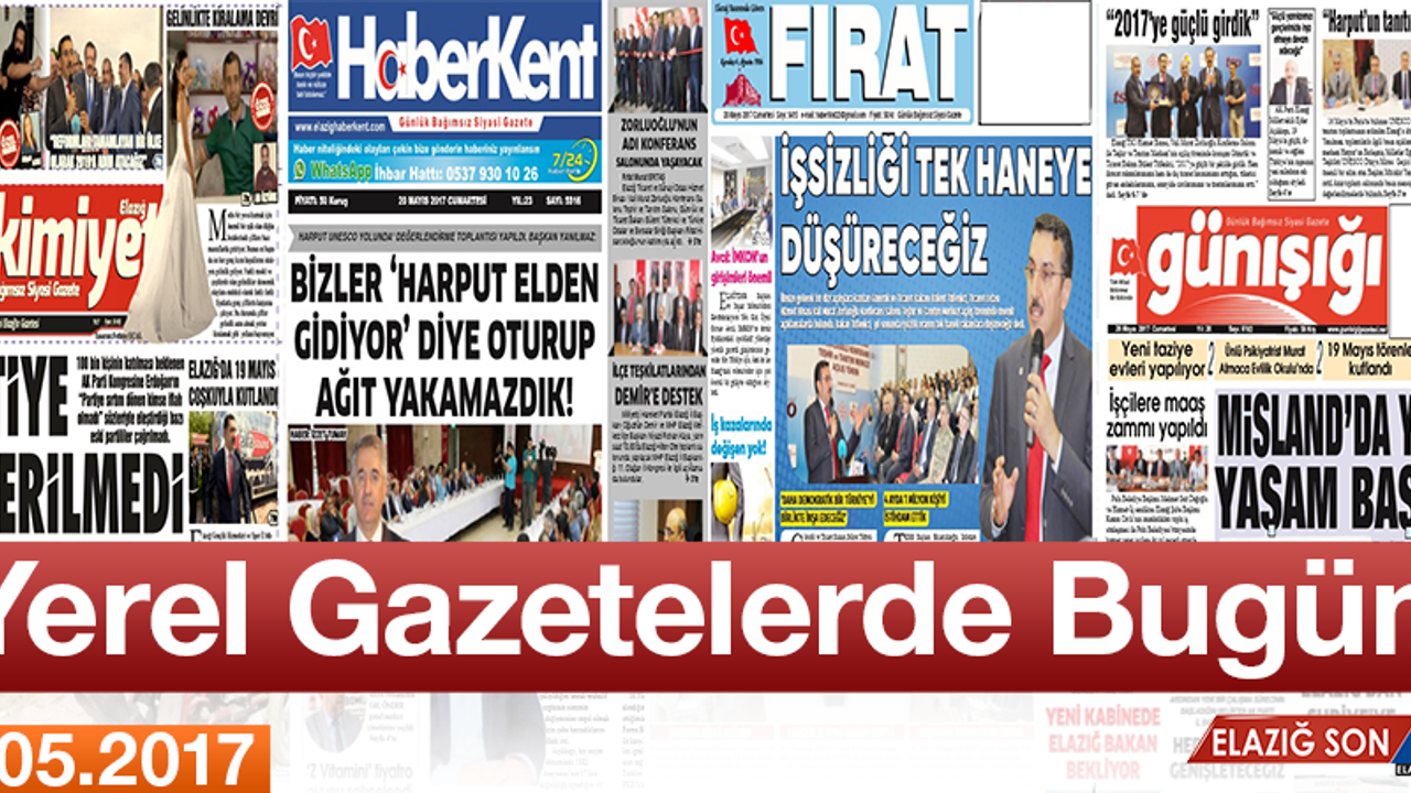 Elazığ'ın Yerel Gazetelerine Ait Bugün Ki Manşetler