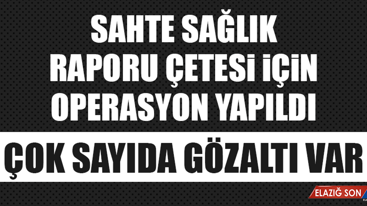 Sahte Sağlık Raporu Çetesi Operasyon Yapıldı