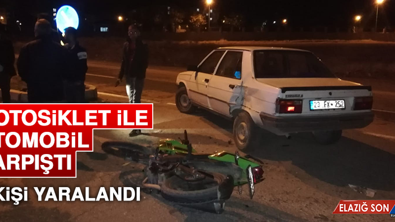 Motosiklet İle Otomobil Çarpıştı, 1 Kişi Yaralandı