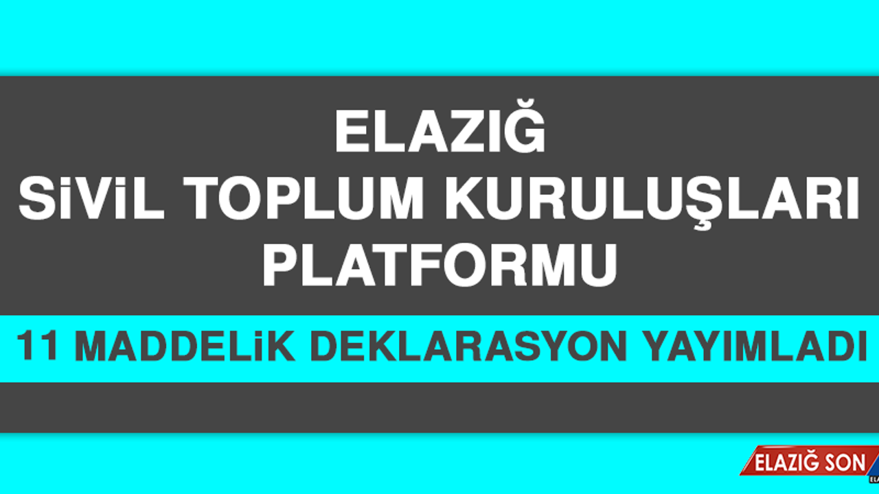 Elazığ STK Platformu 11 Maddelik Deklarasyon Yayımladı