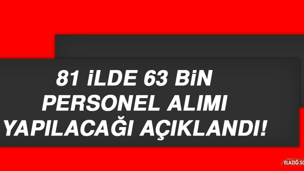 81 İlde 63 Bin Personel Alımı Yapılacağı Açıklandı!