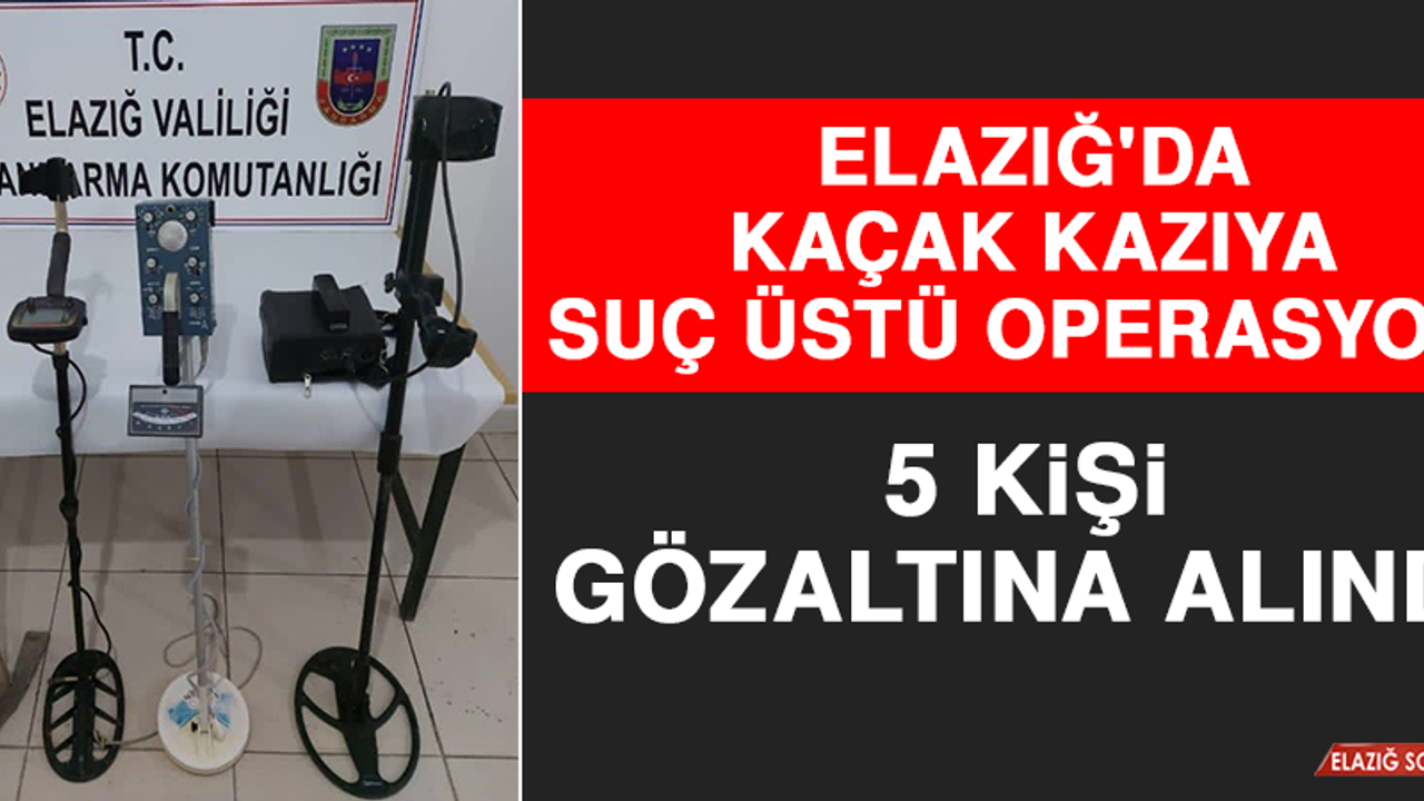 Elazığ'da Kaçak Kazıya Suç Üstü Operasyon: 5 Gözaltı  