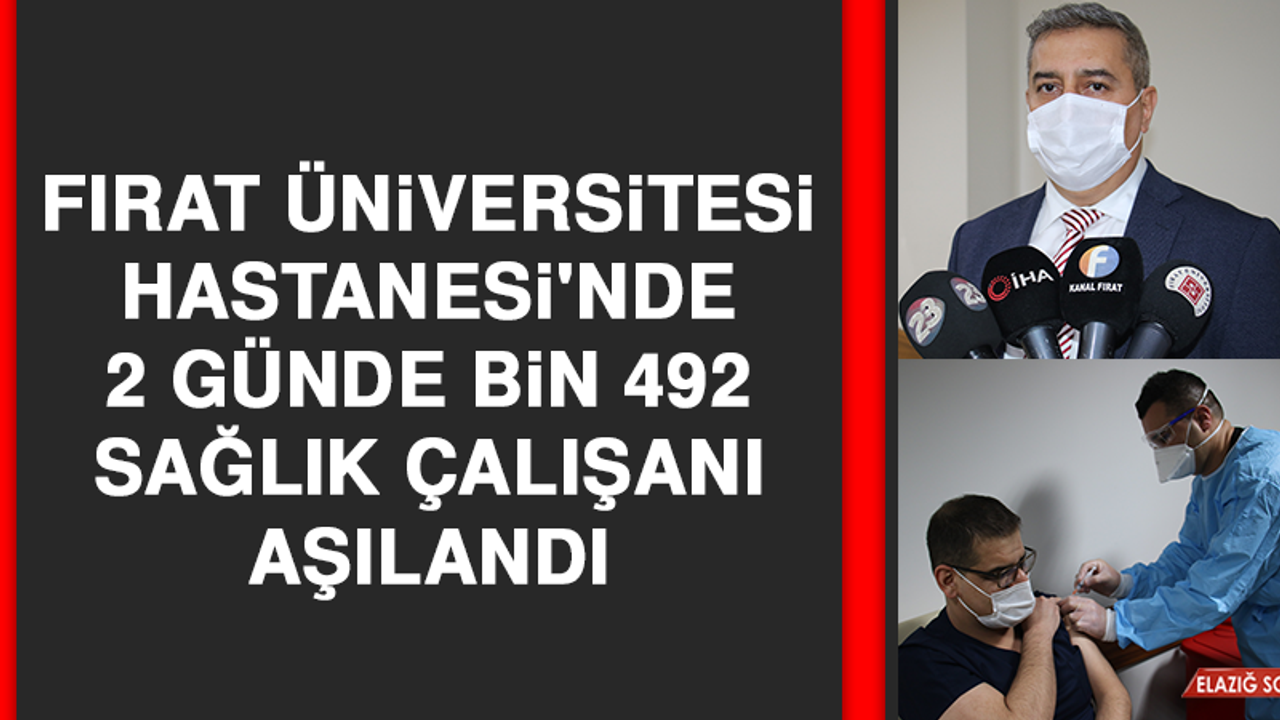 Fırat Üniversitesi Hastanesi'nde 2 Günde Bin 492 Sağlık Çalışanı Aşılandı