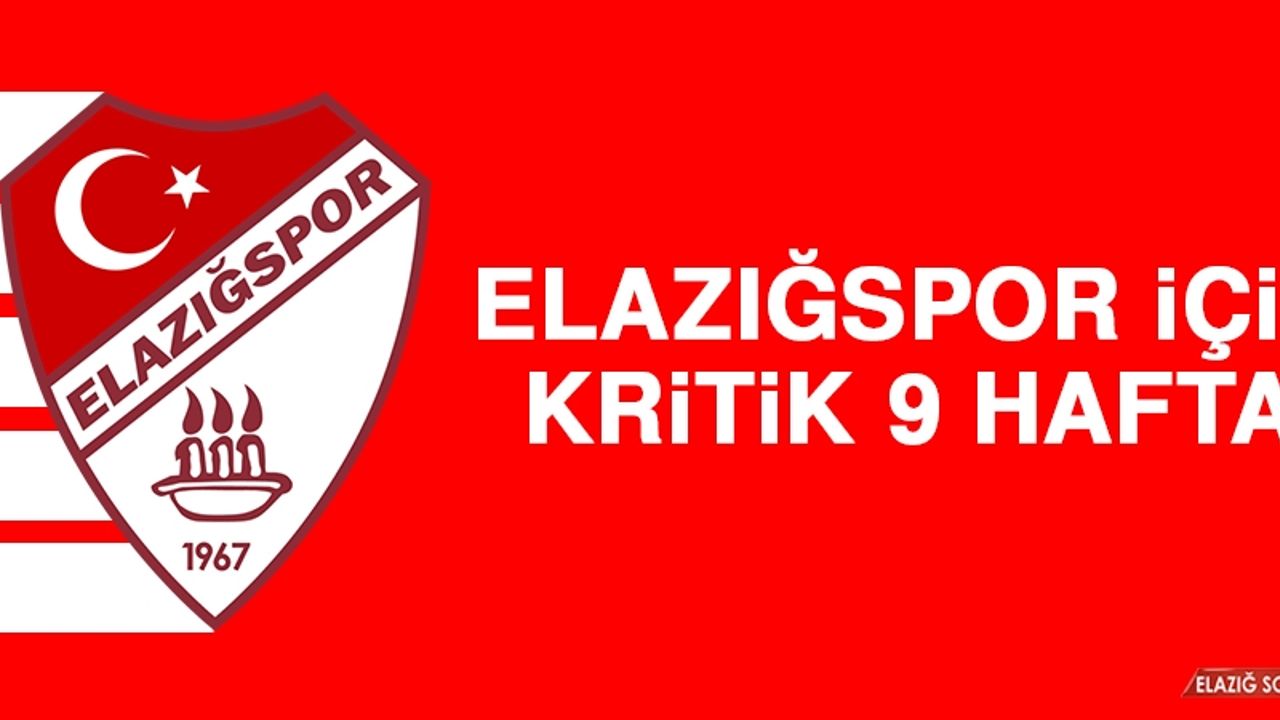 Elazığspor İçin Kritik 9 Hafta