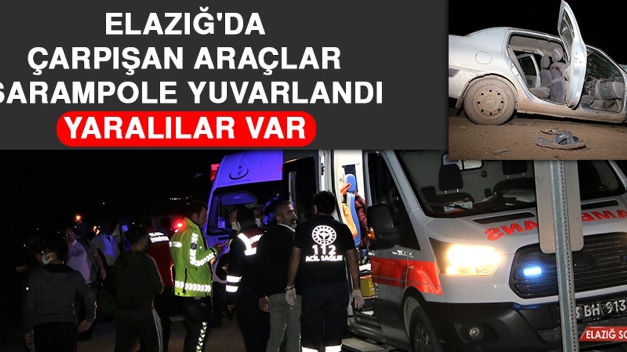 Elazığ'da Çarpışan Araçlar Şarampole Yuvarlandı