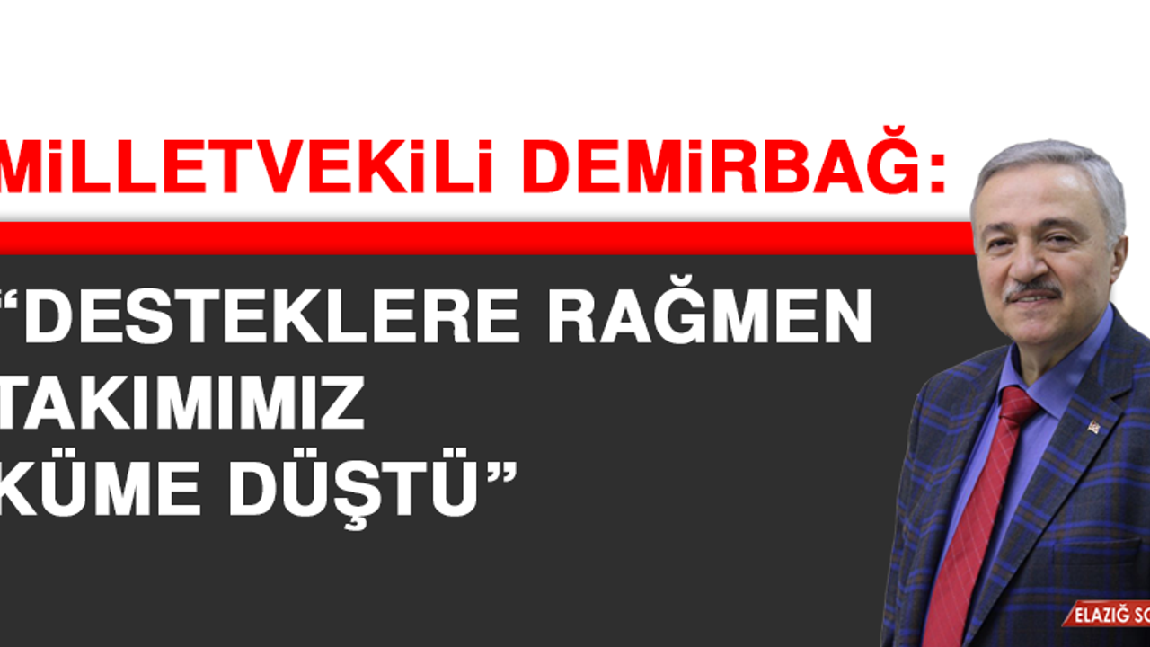 Milletvekili Demirbağ: Desteklere rağmen takımımız küme düştü