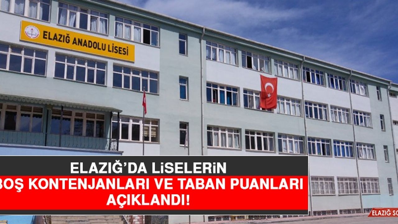 Elazığ’da Liselerin Boş Kontenjanları ve Taban Puanları Açıklandı!