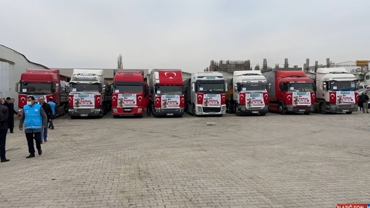 Elazığ'dan Suriye'nin İdlib kentine 8 tır insani yardım gönderildi