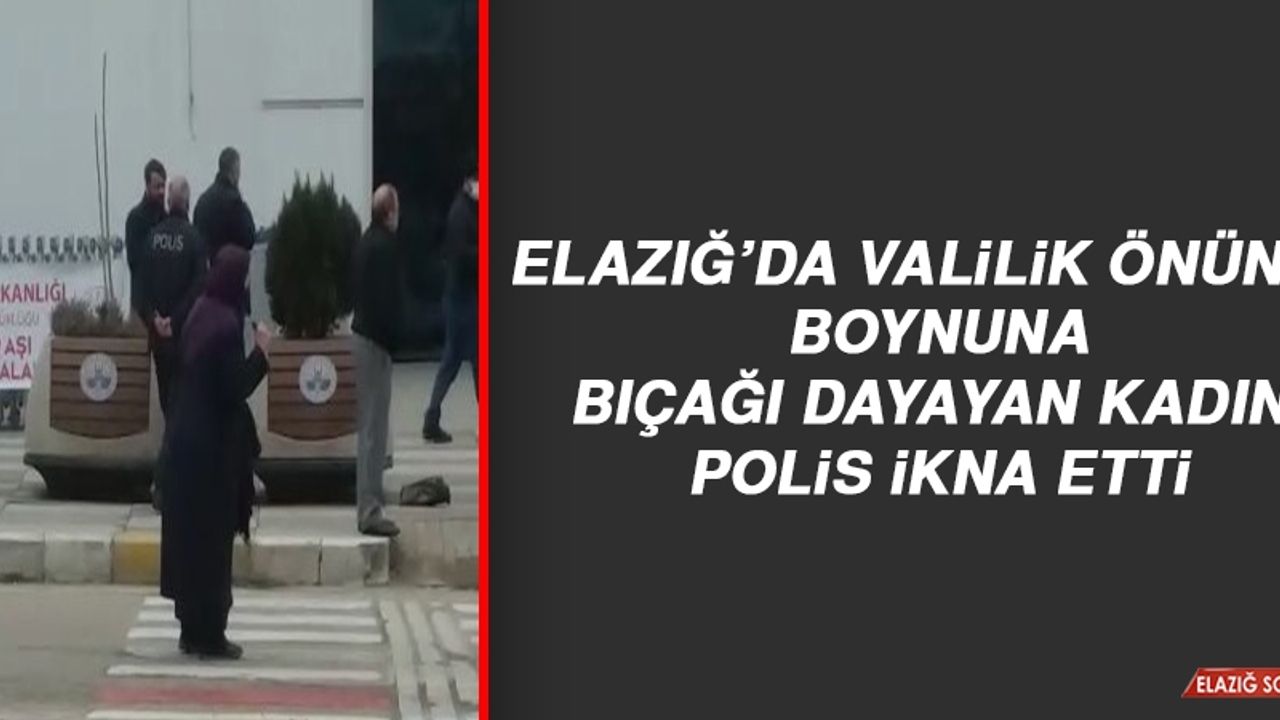 Valilik Önünde Boynuna Bıçağı Dayayan Kadını Polis İkna Etti