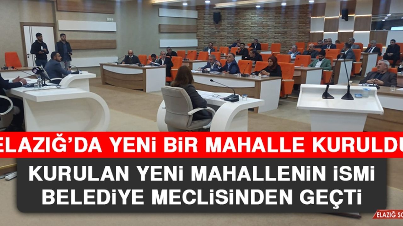 Elazığ'a Yeni Bir Mahalle Kuruldu! İşte Mahallenin İsmi
