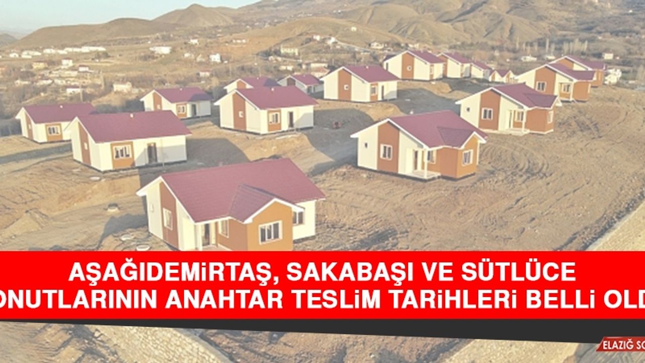 Aşağıdemirtaş, Sakabaşı ve Sütlüce Konutlarının Anahtar Teslim Tarihleri Belli Oldu