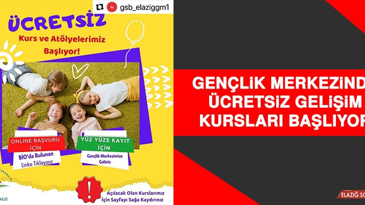 Gençlik Merkezinde Ücretsiz Gelişim Kursları Başlıyor