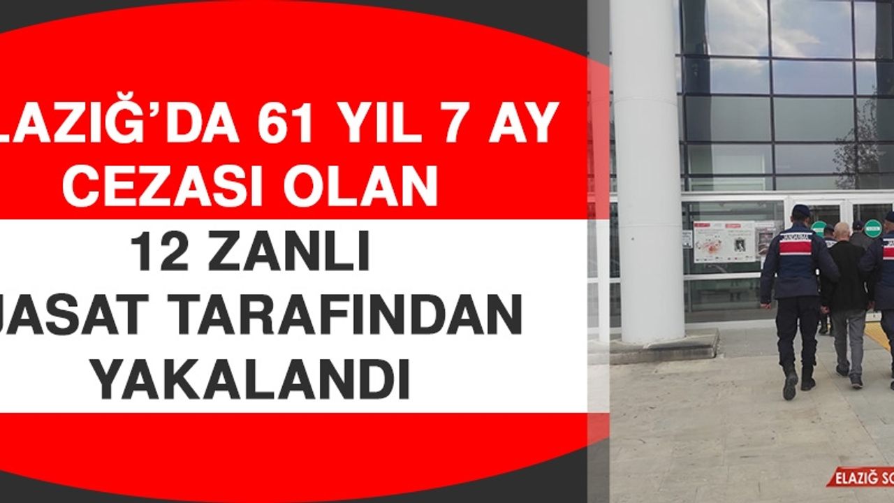 Elazığ’da 61 Yıl 7 Ay Cezası Olan 12 Zanlı JASAT Tarafından Yakalandı