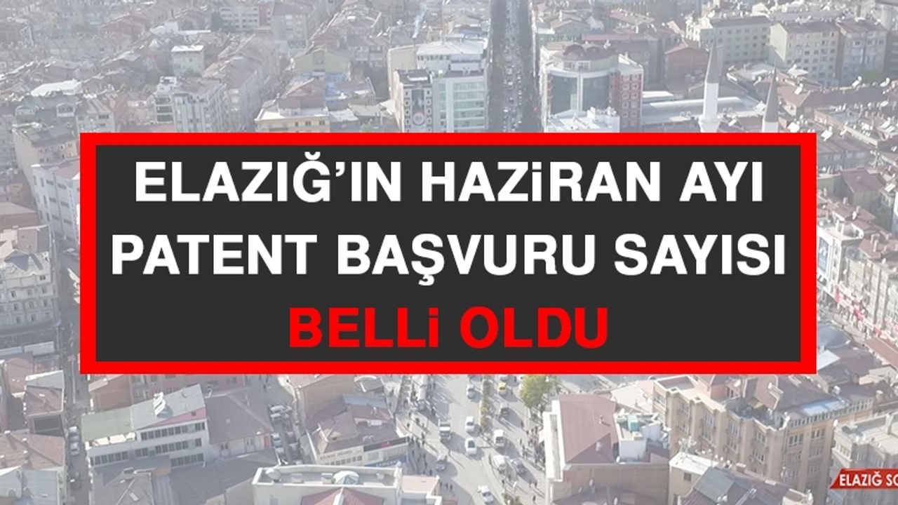Elazığ’ın Haziran Ayı Patent Başvuru Sayısı Belli Oldu