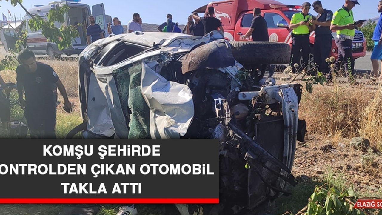 Komşu Şehirde Kontrolden Çıkan Otomobil Takla Attı