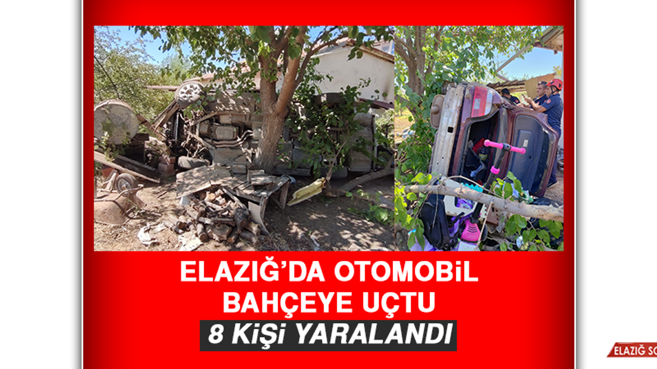 Elazığ’da Otomobil Bahçeye Uçtu, 8 Kişi Yaralandı