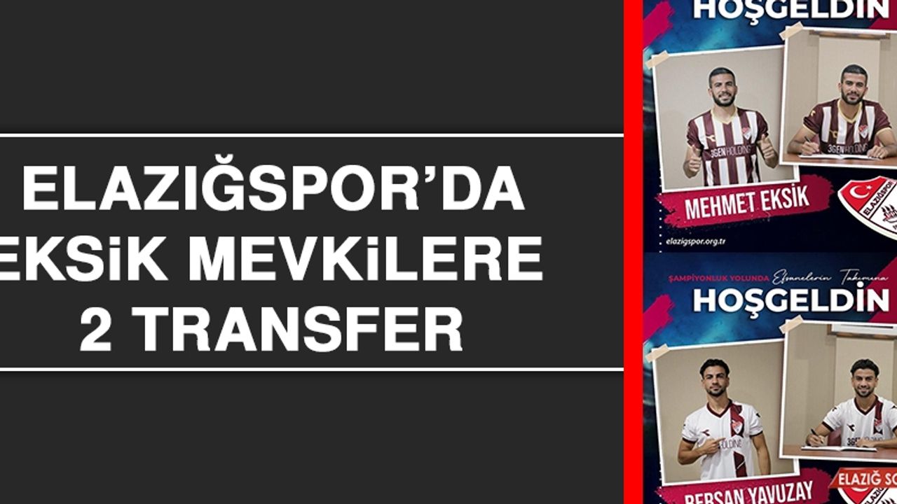 Elazığspor’da Eksik Mevkilere 2 Transfer