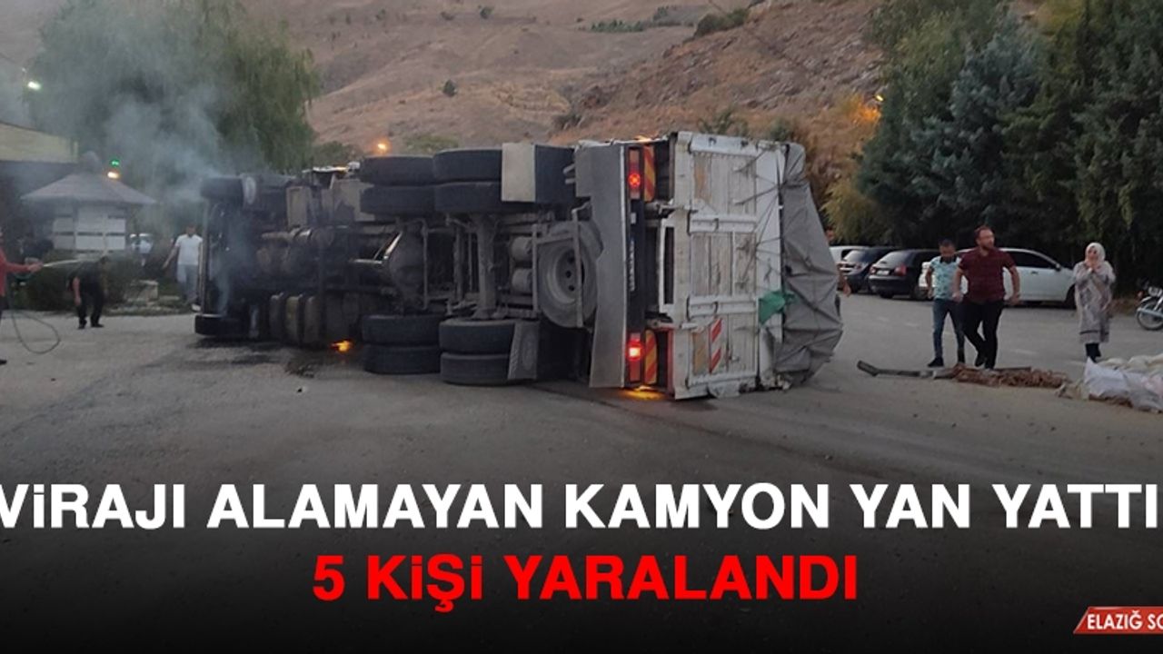Virajı Alamayan Kamyon Yan Yattı: 5 Yaralı