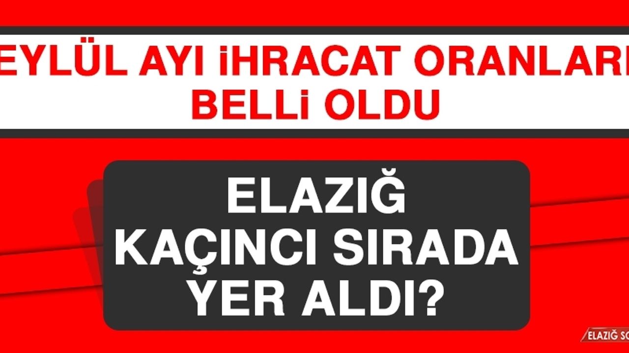 Elazığ’da Eylül Ayı İhracat Oranları Belli Oldu