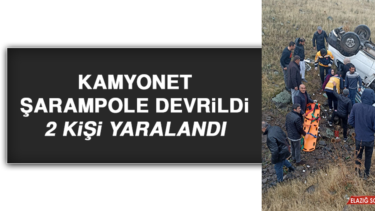 Kamyonet Şarampole Devrildi, 2 Kişi Yaralandı