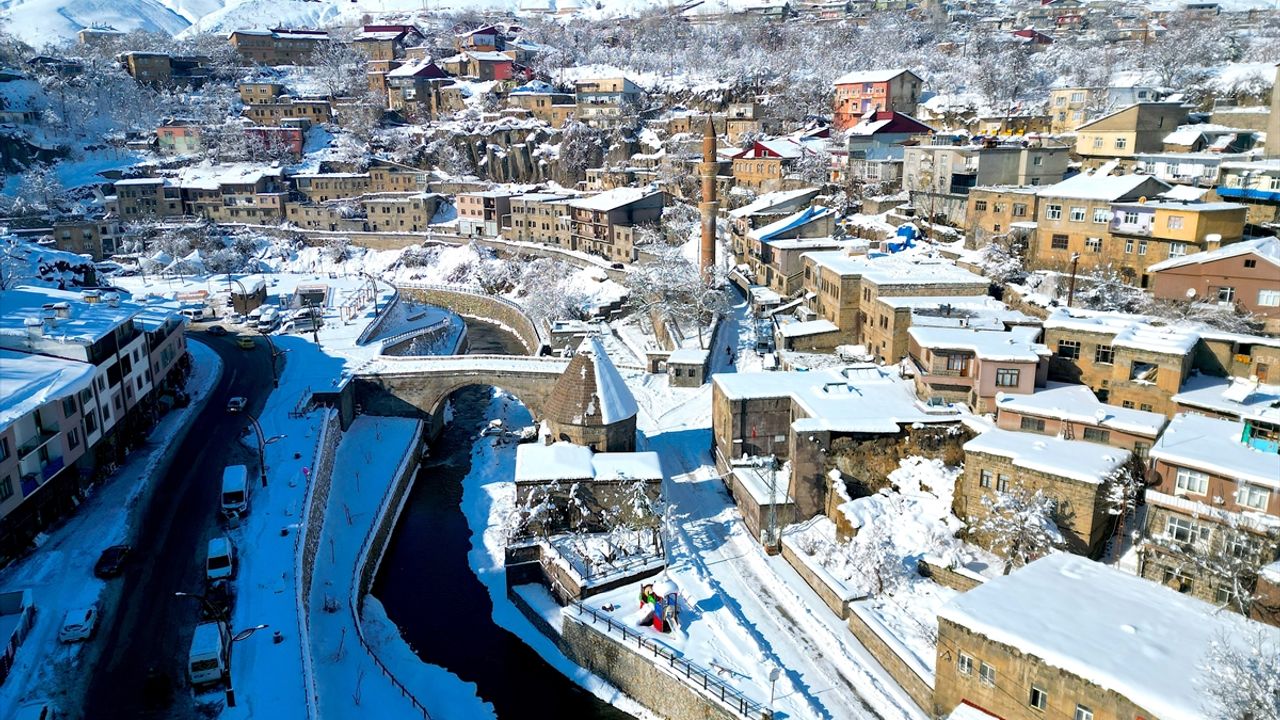 Bitlis'te tarihi yapılar karla kaplandı