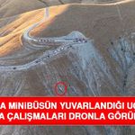 Elazığ’da Minibüsün Yuvarlandığı Uçurum ve Kurtarma Çalışmaları Dronla Görüntülendi