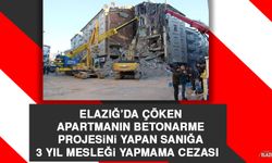 Elazığ’da Çöken Apartmanın Betonarme Projesini Yapan Sanığa 3 Yıl Mesleği Yapmama Cezası  