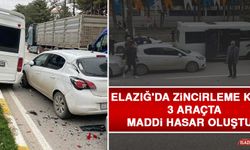 Elazığ'da Zincirleme Kaza: 3 Araçta Maddi Hasar Oluştu  