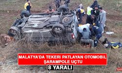 Malatya'da Tekeri Patlayan Otomobil Şarampole Uçtu: 8 Yaralı   