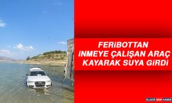 Feribottan İnmeye Çalışan Araç Kayarak  Suya Girdi