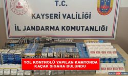 Yol kontrolü yapılan kamyonda 640 paket kaçak sigara bulundu