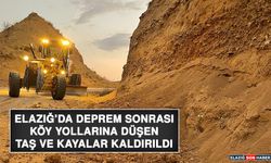 Elazığ’da Deprem Sonrası Köy Yollarına Düşen Taş ve Kayalar Kaldırıldı