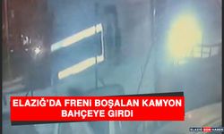 Elazığ’da Freni Boşalan Kamyon Bahçeye Girdi