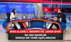 AFAD Elazığ İl Müdürü Dr. Cafer Giyik: Ek Hak Sahipliği Sonuçları Yarın Açıklanacak