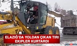 Elazığ'da Yoldan Çıkan Tırı, Ekipler Kurtardı