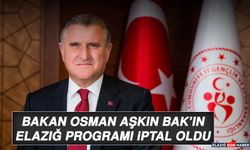 Bakan Osman Aşkın Bak’ın Elazığ Programı İptal Oldu