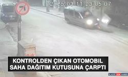 Kontrolden Çıkan Otomobil Saha Dağıtım Kutusuna Çarptı