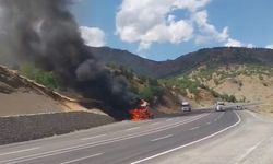 Bingöl’de seyir halindeki tır alevlere teslim oldu