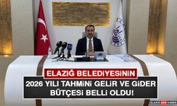 Elazığ Belediyesinin 2026 Yılı Tahmini Gelir ve Gider Bütçesi Belli Oldu!