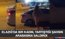 Elazığ'da Bir Kadın, Tartıştığı Şahsın Arabasına Saldırdı