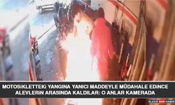 Motosikletteki Yangına Yanıcı Maddeyle Müdahale Edince Alevlerin Arasında Kaldılar: O Anlar Kamerada
