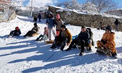 Erzincan'da çocukların kızak keyfi