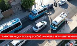 Trafikten Kaçan Dolmuş Şoförü 200 Metre Ters Şeritte Gitti