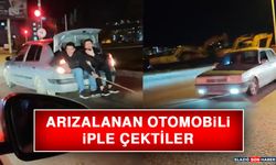 Arızalanan Otomobili İple Çektiler