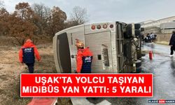 Uşak'ta Yolcu Taşıyan Midibüs Yan Yattı: 5 Yaralı