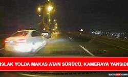 Islak Yolda Makas Atan Sürücü, Kameraya Yansıdı