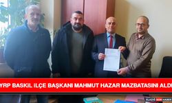 YRP Baskil İlçe Başkanı Mahmut Hazar Mazbatasını Aldı