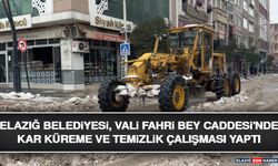Elazığ Belediyesi, Vali Fahri Bey Caddesi'nde Kar Küreme ve Temizlik Çalışması Yaptı