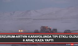 Erzurum-Artvin Karayolunda Tipi Etkili Oldu, 6 Araç Kaza Yaptı