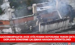 Gaziosmanpaşa'da Avize Atölyesinin Deposunda Yangın Çıktı: Ekiplerin Söndürme Çalışması Havadan Görüntülendi